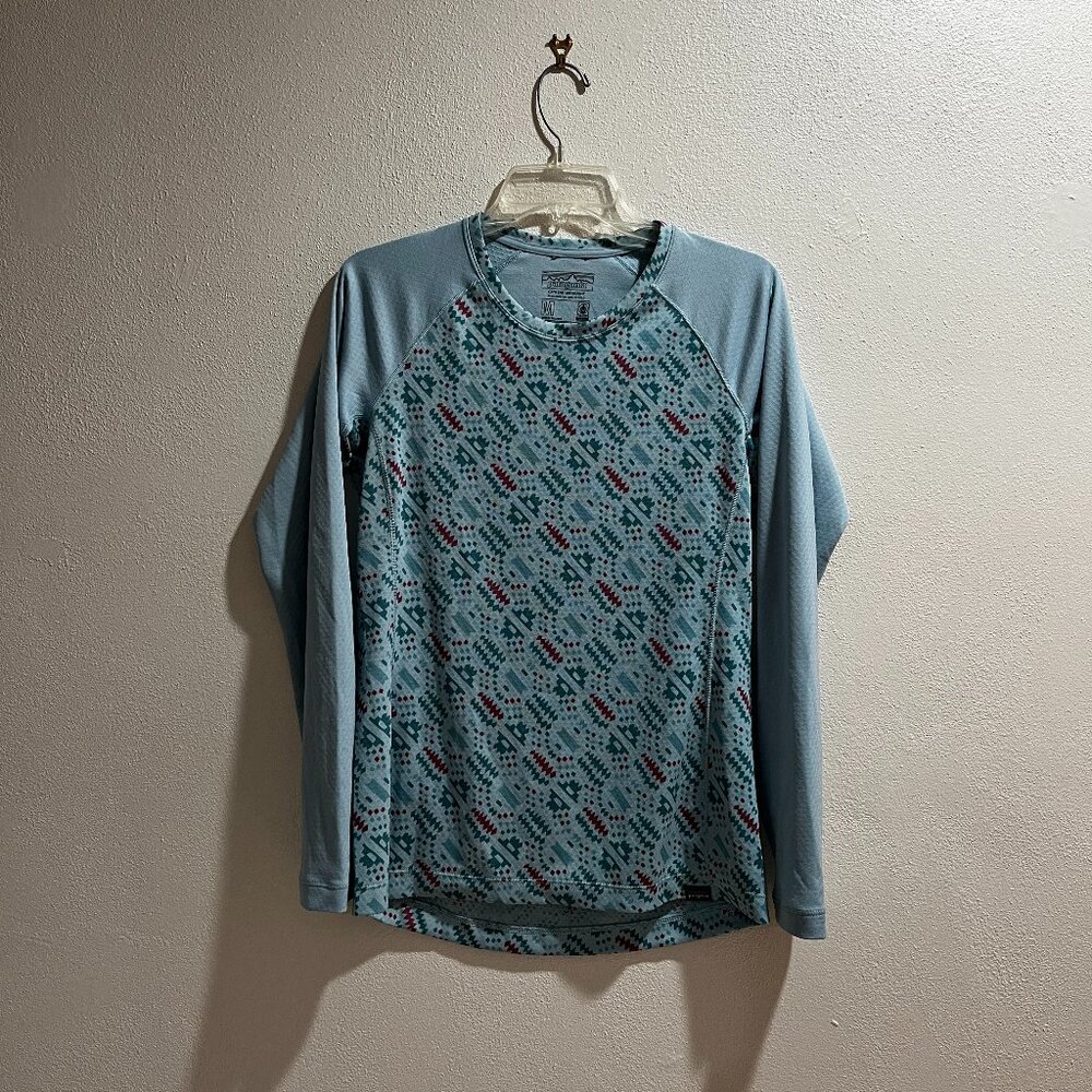 PATAGONIA Women's Capilene Midweight Blue & Maroon Long-Sleeve Top - Size M